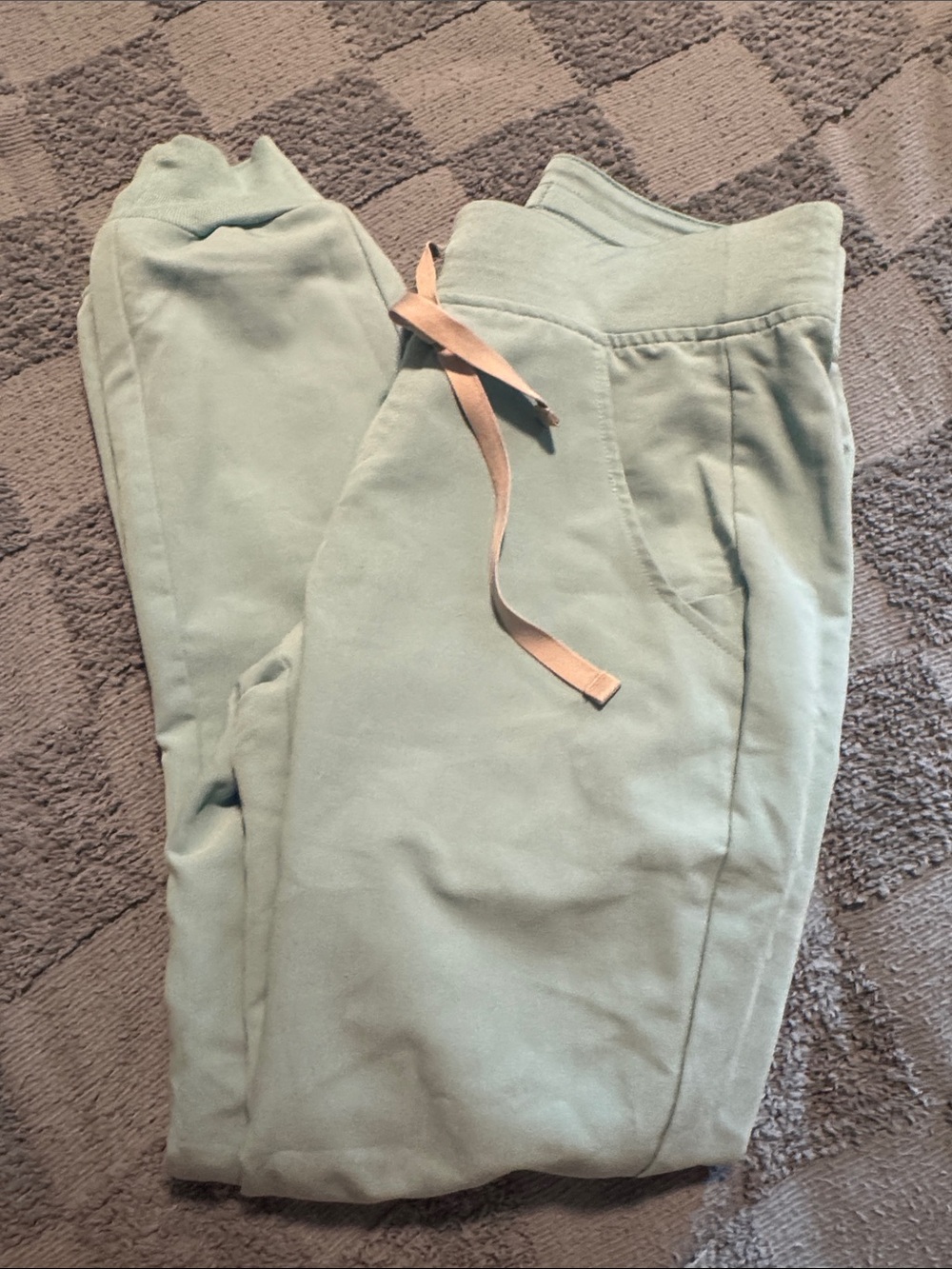 Figs Women's Jogger Pants - Light Sage with Tan Drawstring